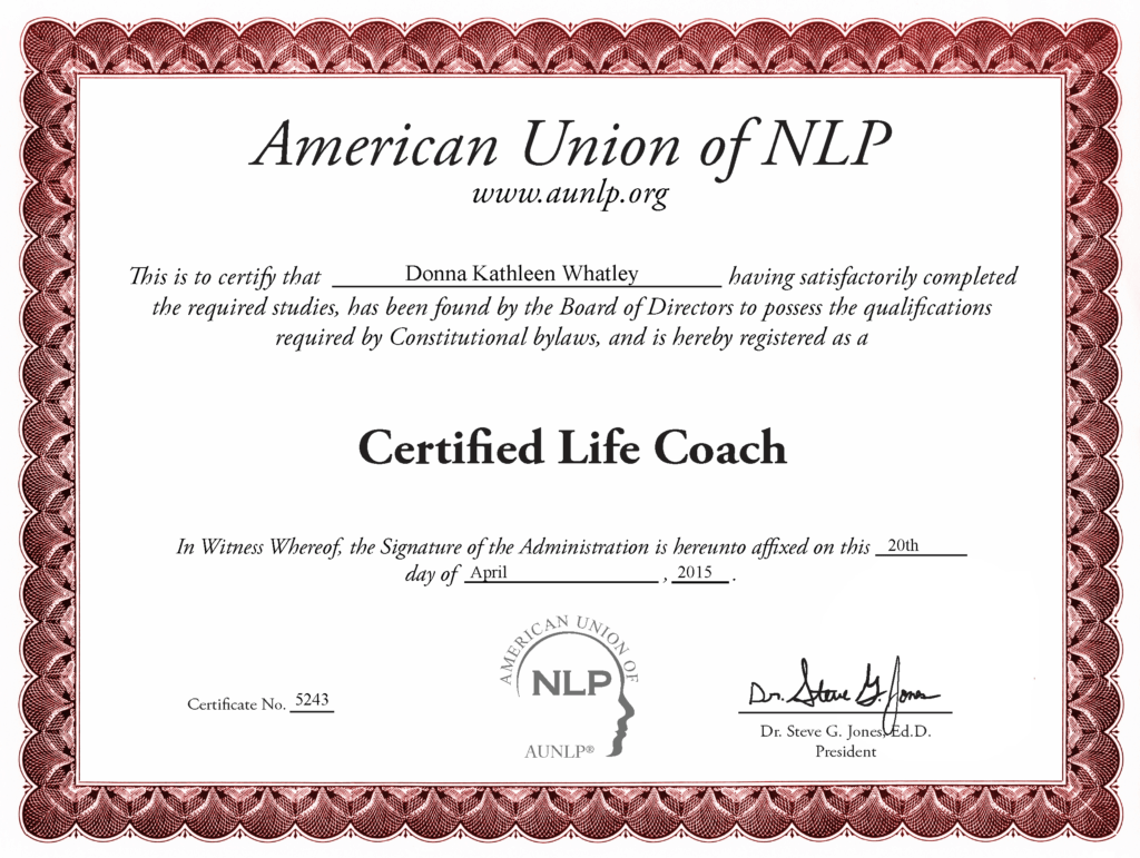 Kathy Whatley Life Coaching Certificate