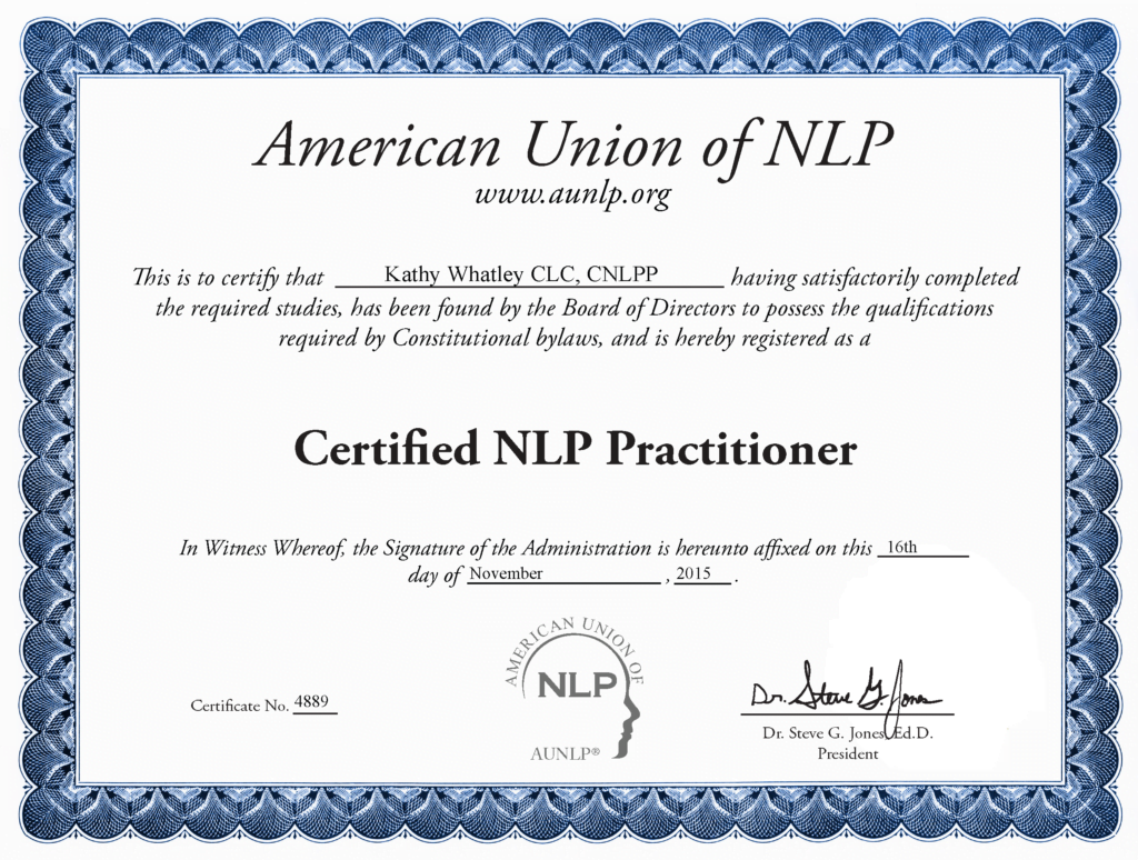 Kathy Whatley NLP Coach Certificate