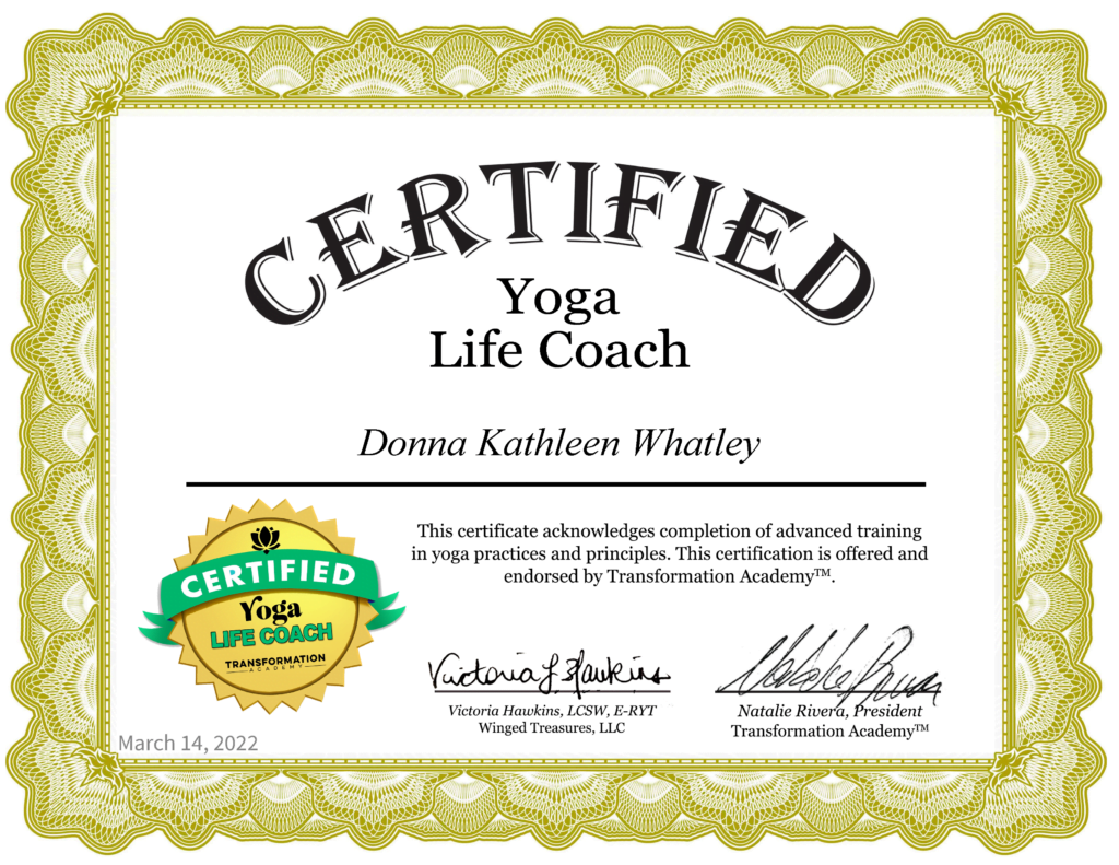 Kathy Whatley Yoga Life Coach Certificate